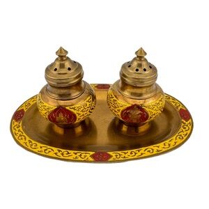Vintage Thai Brass Salt and Pepper Shakers
